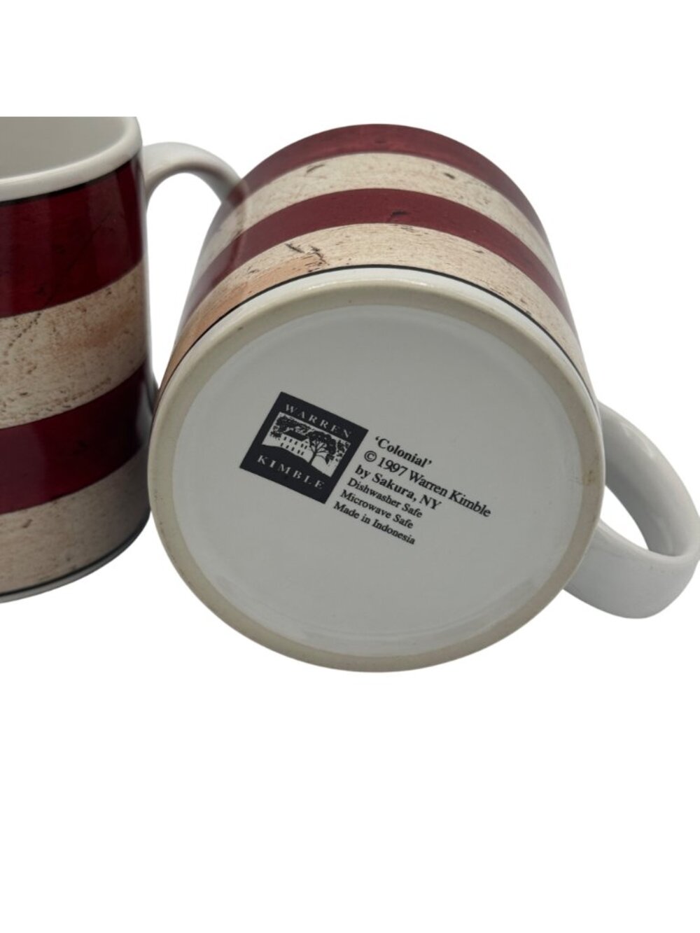 Warren Kimble Colonial American Flag Mugs Set Of 2 Microwave/Dishwasher Safe - Picture 4 of 4